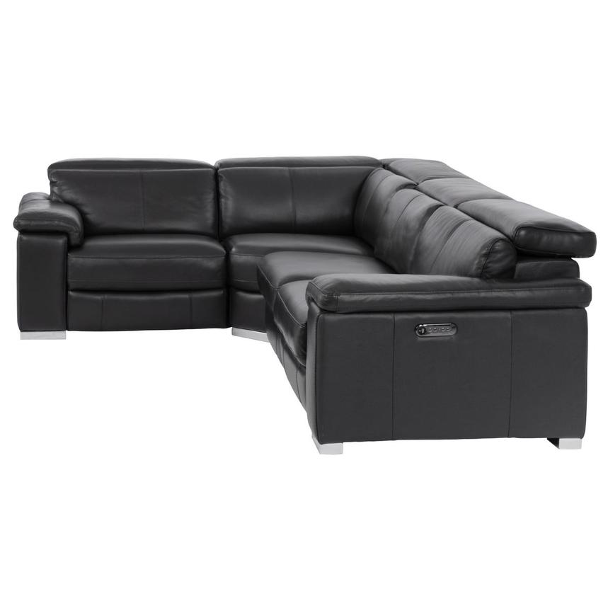 Charlie Black Leather Power Reclining Sectional with 4PCS/2PWR  alternate image, 3 of 10 images.