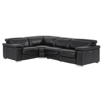 Charlie Black Leather Power Reclining Sectional with 4PCS/2PWR