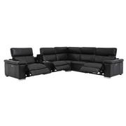 Charlie Black Leather Power Reclining Sectional with 6PCS/3PWR  alternate image, 2 of 10 images.