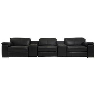 Charlie Black Home Theater Leather Seating with 5PCS/3PWR