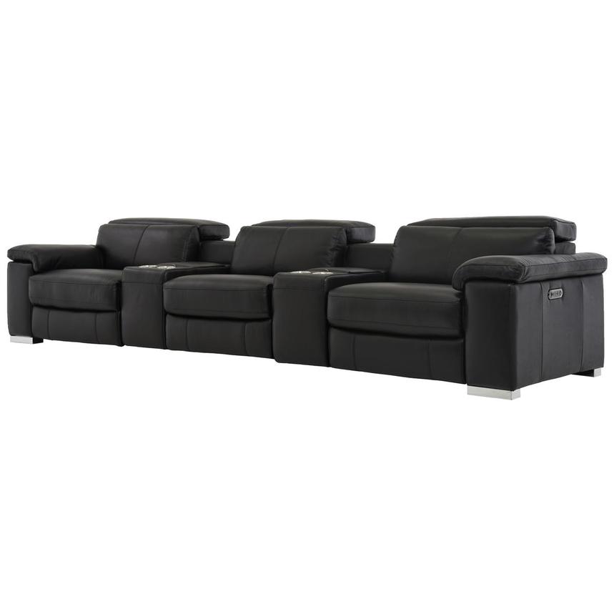Charlie Black Home Theater Leather Seating with 5PCS/3PWR  alternate image, 2 of 11 images.