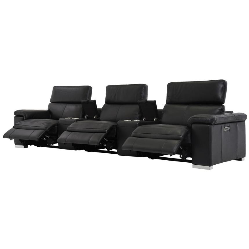 Charlie Black Home Theater Leather Seating with 5PCS/3PWR  alternate image, 3 of 11 images.