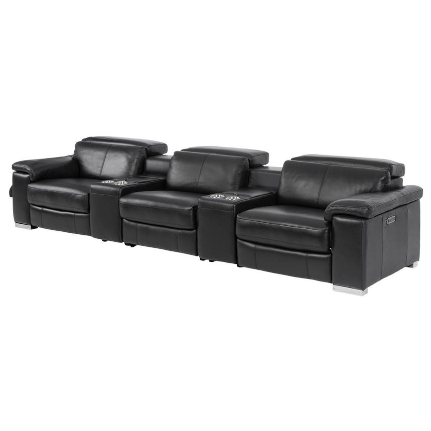 Charlie Black Home Theater Leather Seating with 5PCS/2PWR  alternate image, 3 of 10 images.