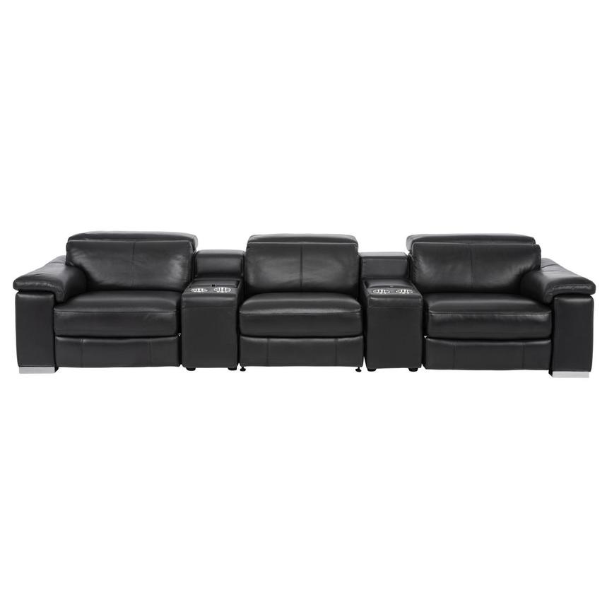Charlie Black Home Theater Leather Seating with 5PCS/3PWR main image, 1 of 10 images.