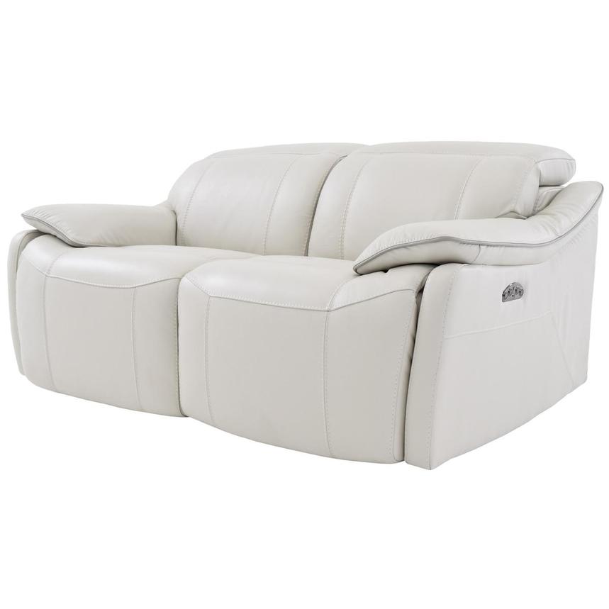 Austin Light Gray Leather Power Reclining Loveseat  alternate image, 2 of 8 images.