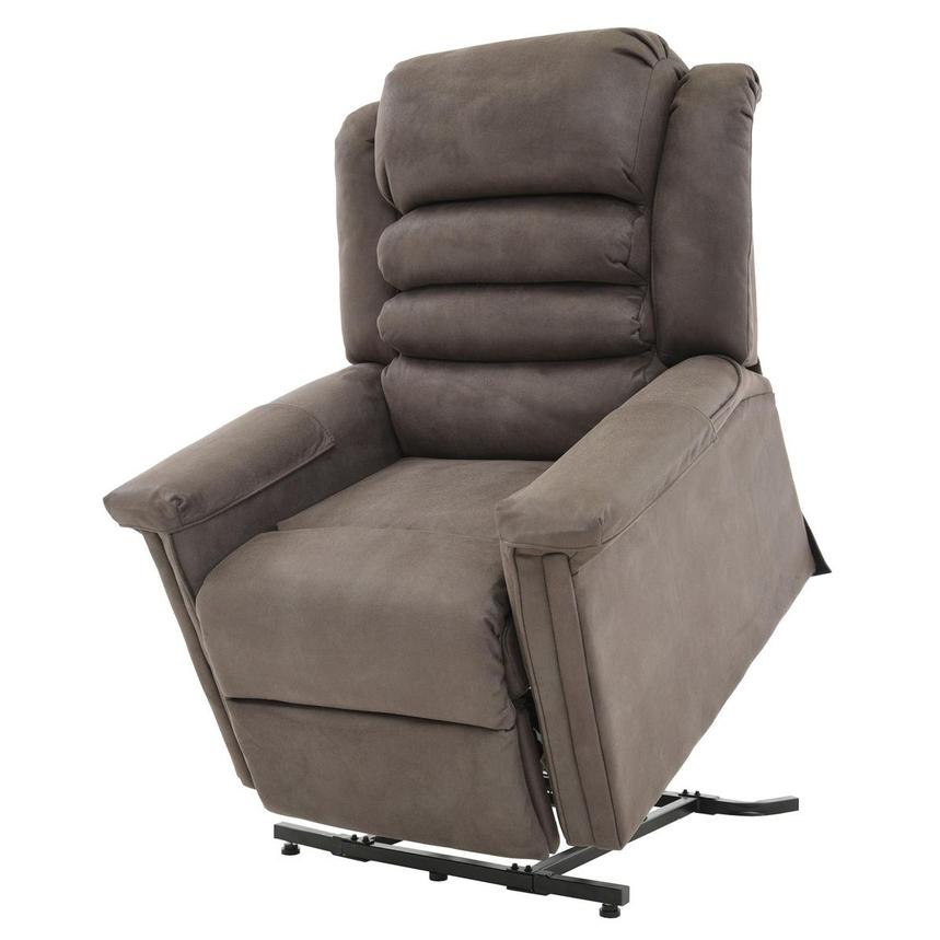 Soother Gray Power-Lift Leather Recliner | El Dorado Furniture