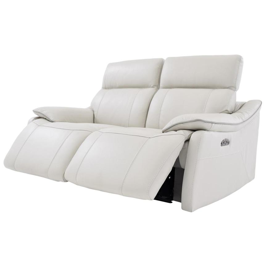 Austin Light Gray Leather Power Reclining Loveseat alternate image, 3 of 8 images.