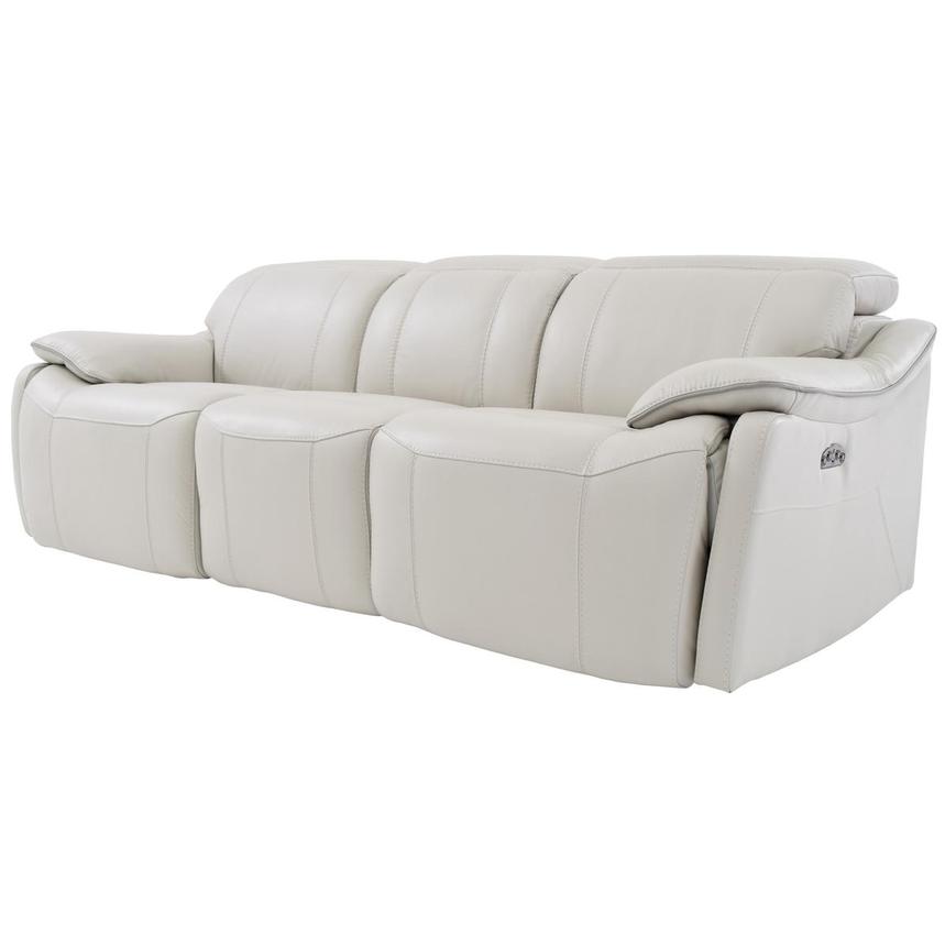 Austin Light Gray Leather Power Reclining Sofa El Dorado Furniture