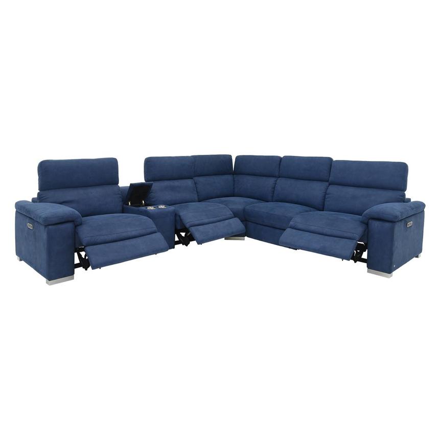 Karly Blue Power Reclining Sectional with 6PCS/3PWR  alternate image, 3 of 10 images.