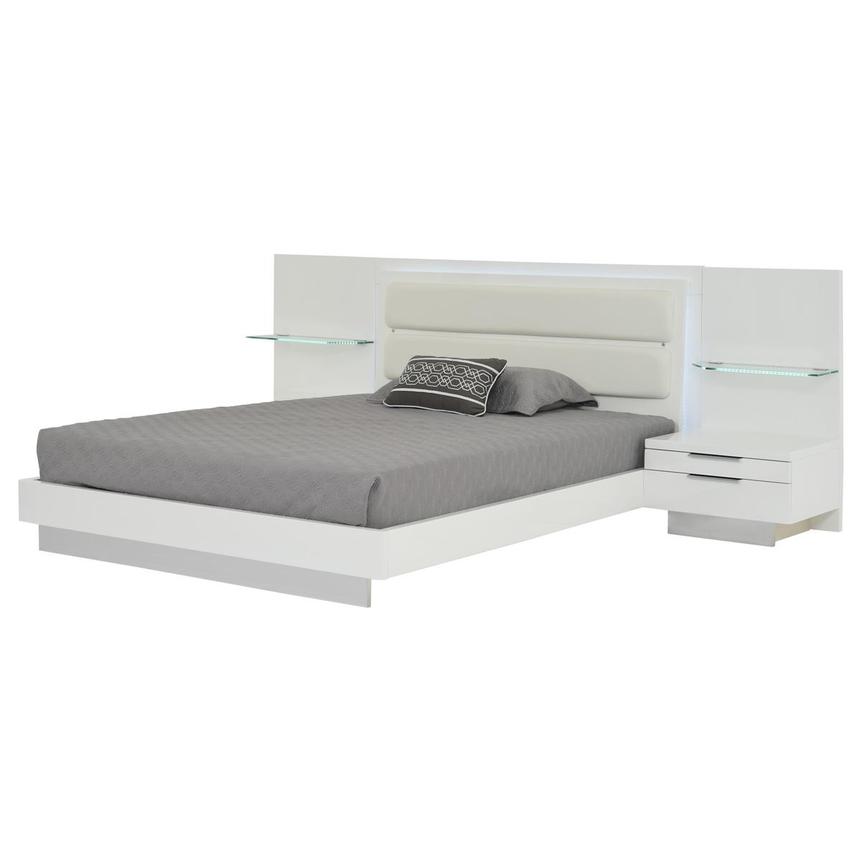 Ally White King Platform Bed W, King Platform Bed With Built In Nightstands