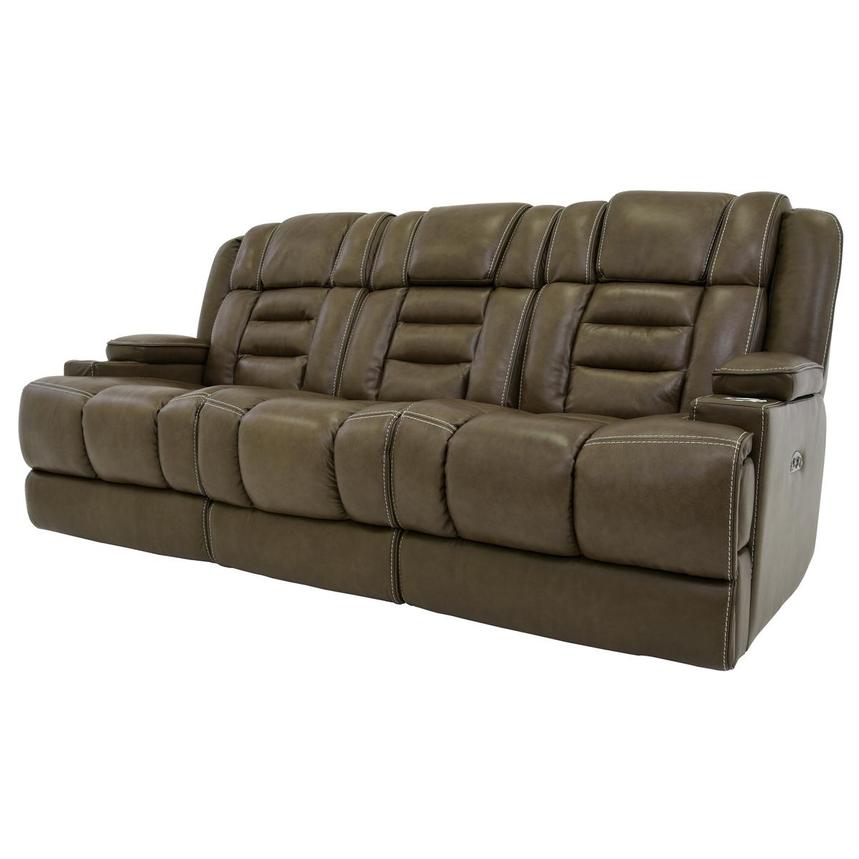 Damon Brown Leather Power Reclining Sofa  alternate image, 2 of 11 images.