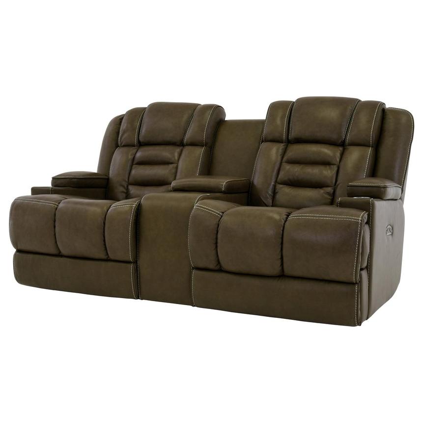 Damon Brown Leather Power Reclining Sofa w/Console  alternate image, 2 of 10 images.