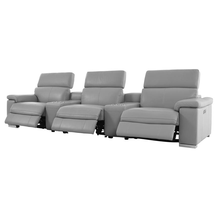 Charlie Light Gray Home Theater Leather Seating with 5PCS/3PWR alternate image, 3 of 14 images.
