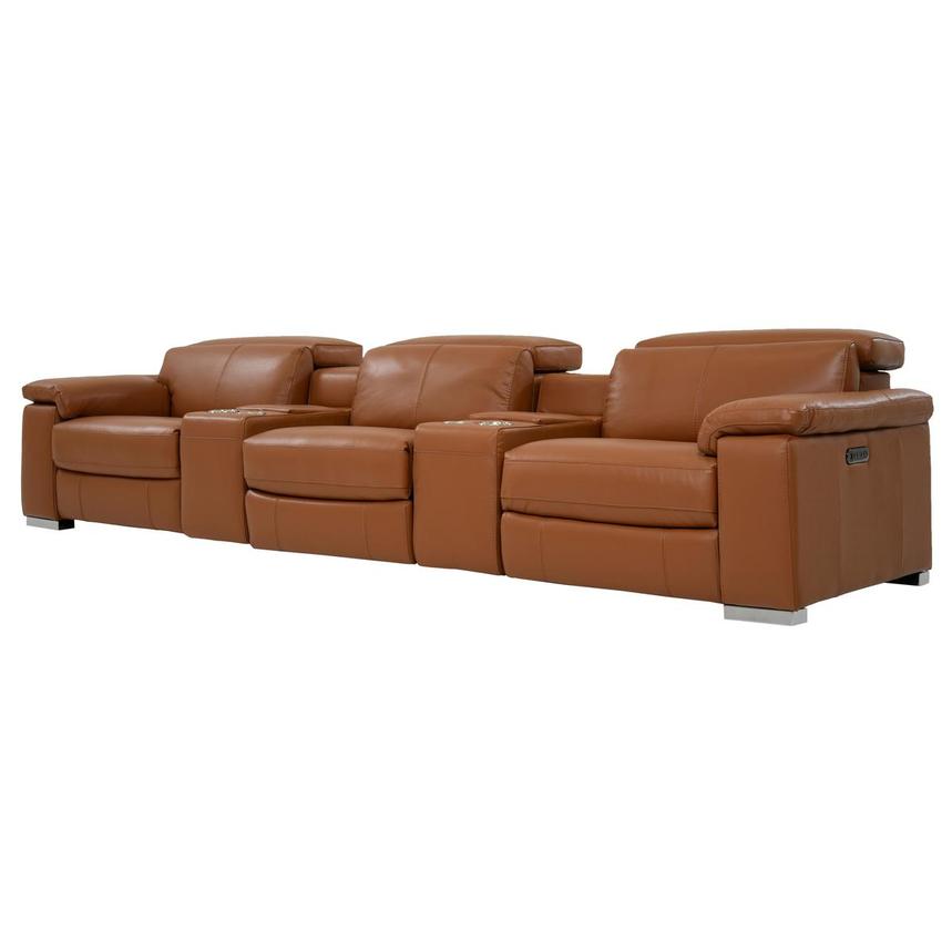 Charlie Tan Home Theater Leather Seating with 5PCS/2PWR  alternate image, 2 of 12 images.