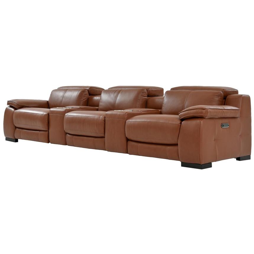 Gian Marco Tan Home Theater Leather Seating with 5PCS/3PWR  alternate image, 2 of 10 images.