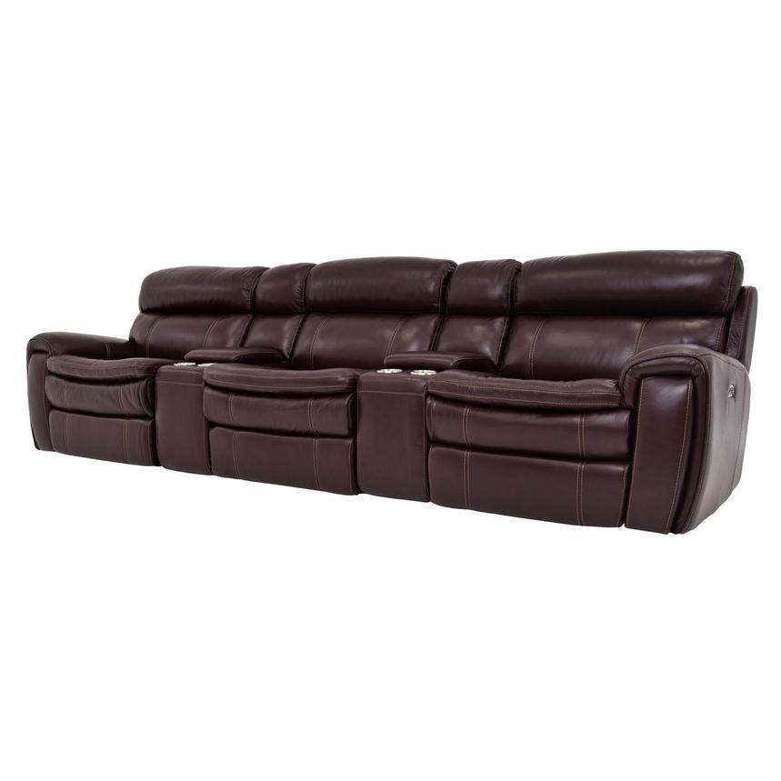 Napa Burgundy Home Theater Leather Seating with 5PCS/3PWR  alternate image, 2 of 10 images.