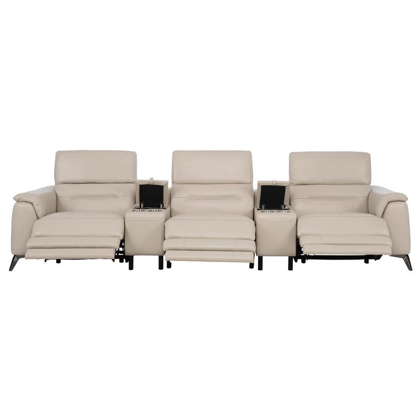 Anabel Cream Home Theater Leather Seating with 5PCS/3PWR  alternate image, 3 of 11 images.