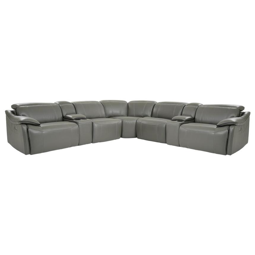 Austin Dark Gray Leather Power Reclining Sectional with 7PCS/3PWR  main image, 1 of 11 images.