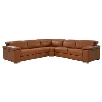 Charlie Tan Leather Power Reclining Sectional with 5PCS/3PWR