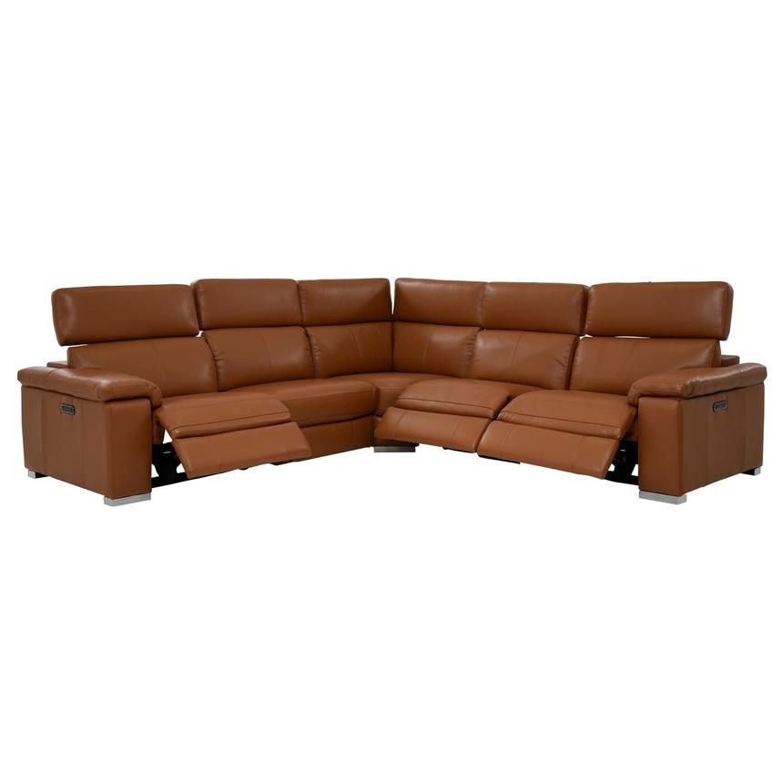 Charlie Tan Leather Power Reclining Sectional with 5PCS/3PWR  alternate image, 2 of 10 images.