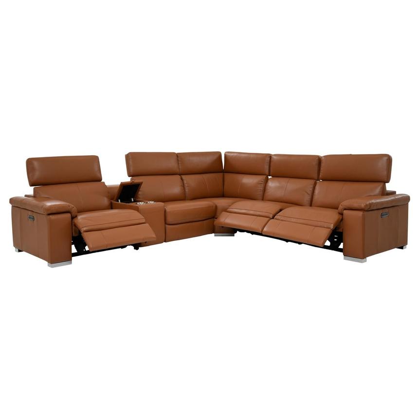 Charlie Tan Leather Power Reclining Sectional with 6PCS/3PWR  alternate image, 2 of 11 images.