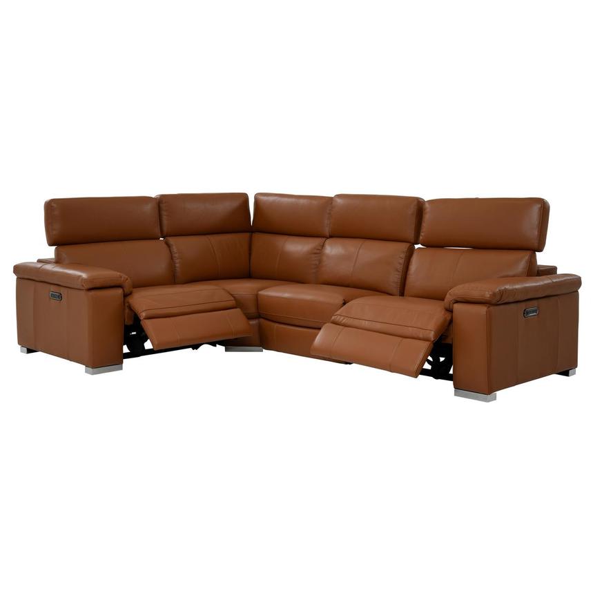 Charlie Tan Leather Power Reclining Sectional with 4PCS/2PWR  alternate image, 2 of 10 images.