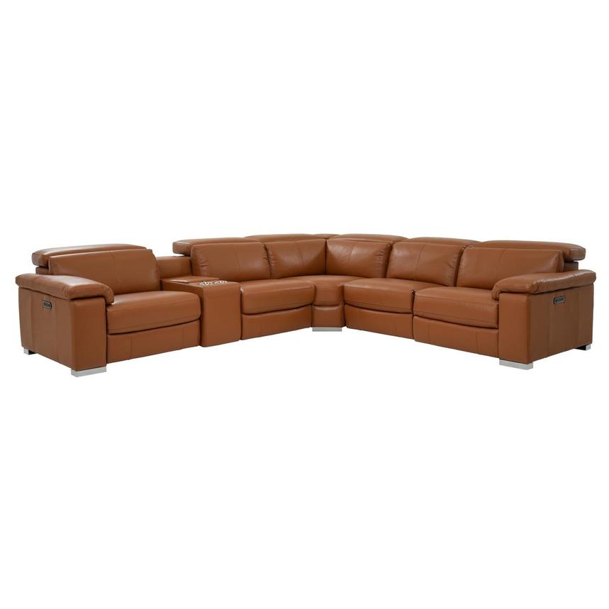 Charlie Tan Leather Power Reclining, Recliner Leather Sectional