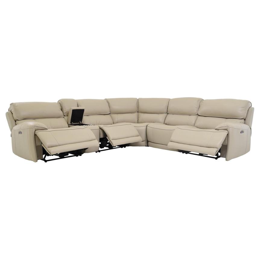 Cody Cream Leather Power Reclining Sectional with 6PCS/3PWR  alternate image, 2 of 8 images.