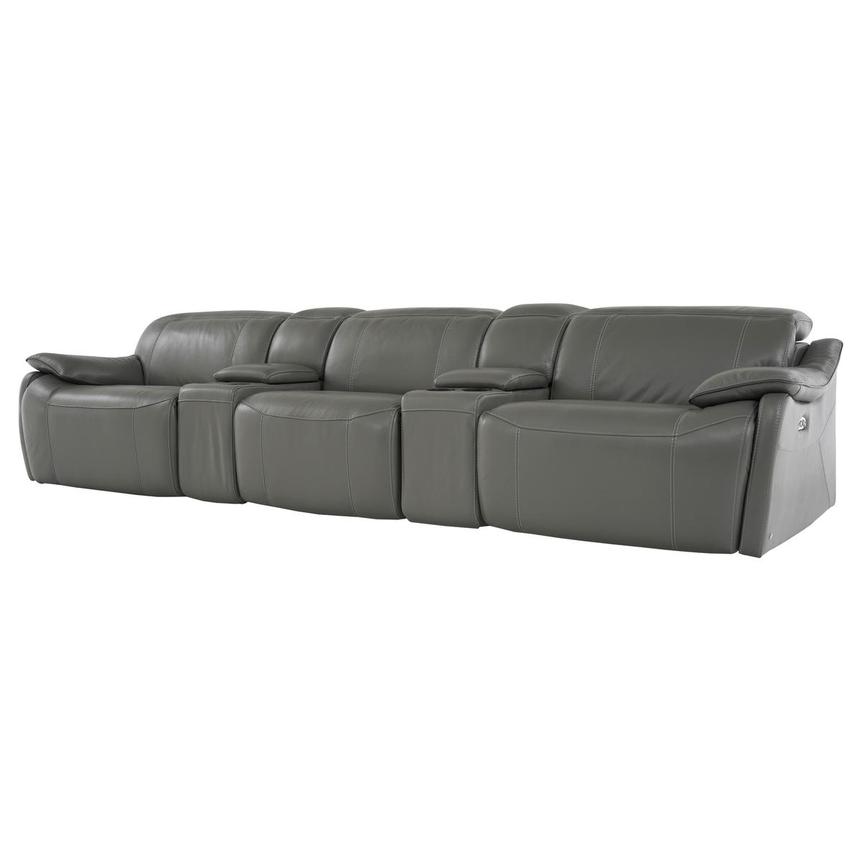 Austin Dark Gray Home Theater Leather Seating with 5PCS/3PWR  alternate image, 3 of 12 images.