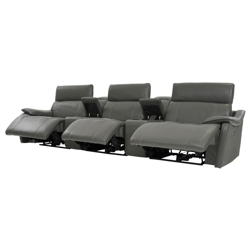 Austin Dark Gray Home Theater Leather Seating with 5PCS/3PWR El