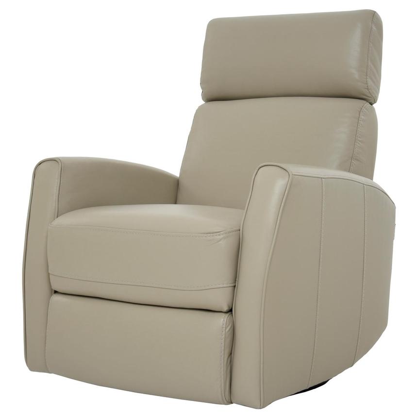 Lucca Cream Leather Power Glider Recliner  alternate image, 2 of 10 images.