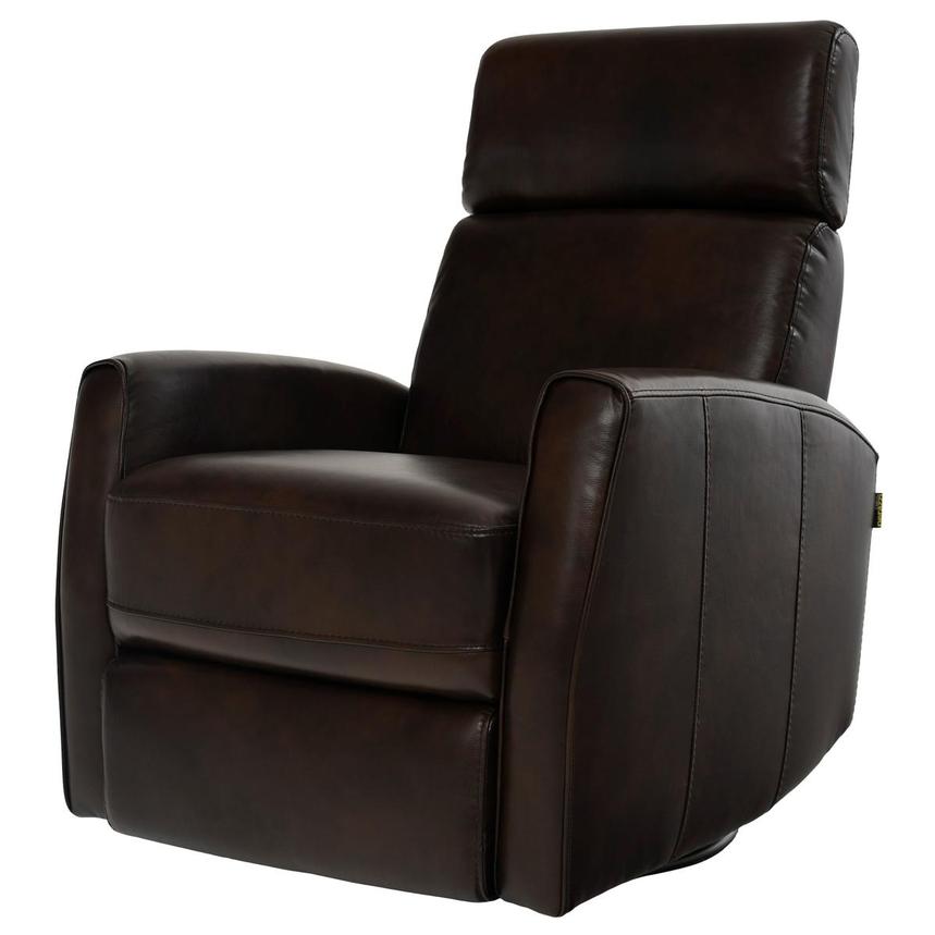 Lucca Brown Leather Power Swivel Glider Recliner  alternate image, 2 of 10 images.