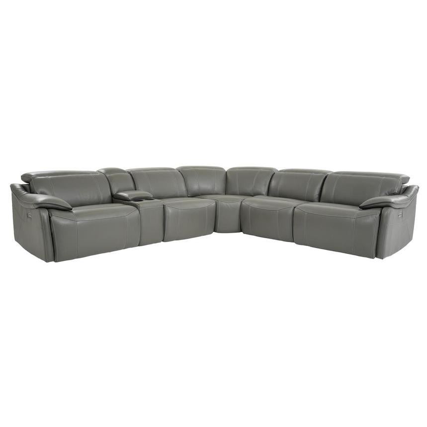 Austin Dark Gray Leather Power Reclining Sectional with 6PCS/3PWR  main image, 1 of 10 images.