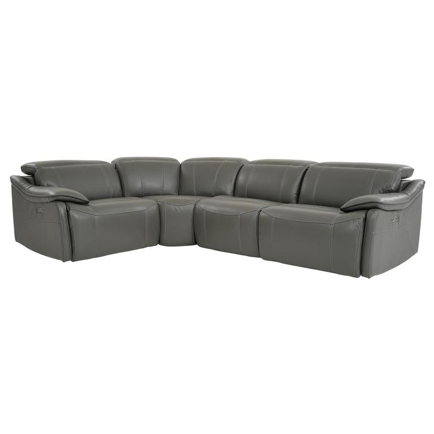 Austin Dark Gray Leather Power Reclining Sectional with 4PCS/2PWR  main image, 1 of 9 images.