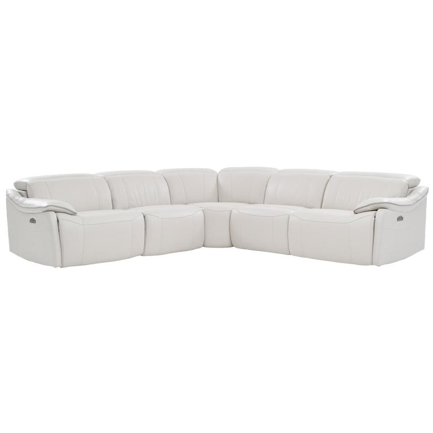 Austin Light Gray Leather Power Reclining Sectional with 5PCS/2PWR  main image, 1 of 9 images.