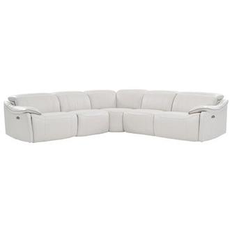 Austin Light Gray Leather Power Reclining Sectional with 5PCS/2PWR