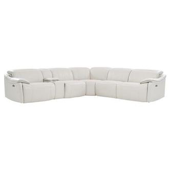 Austin Light Gray Leather Power Reclining Sectional with 6PCS/3PWR