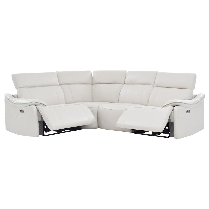 Austin Light Gray Leather Power Reclining Sectional with 4PCS/2PWR  alternate image, 2 of 8 images.