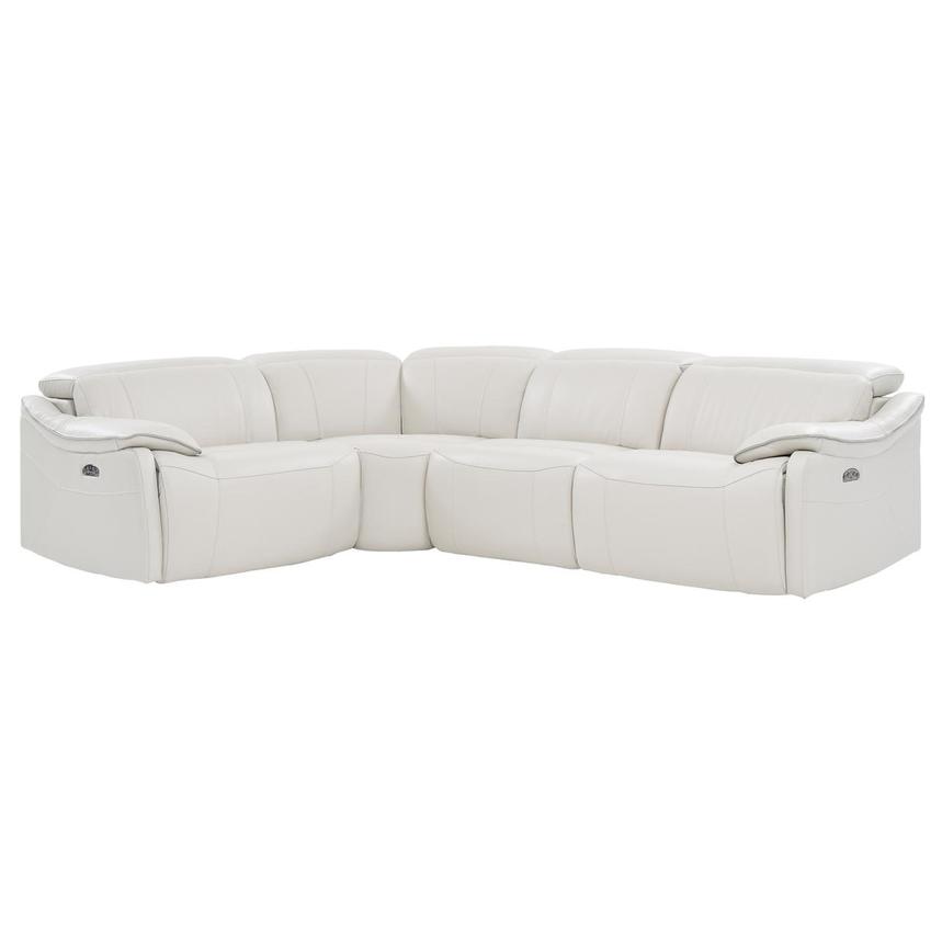Austin Light Gray Leather Power Reclining Sectional with 4PCS/2PWR main image, 1 of 9 images.