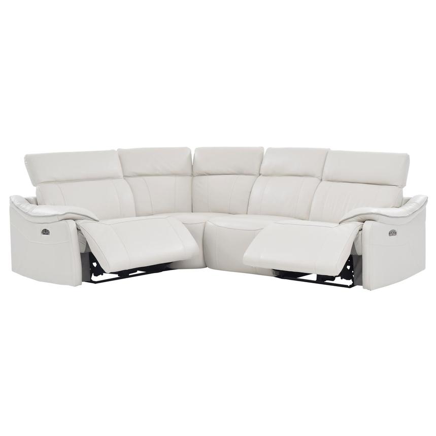Austin Light Gray Leather Power Reclining Sectional with 4PCS/2PWR alternate image, 3 of 9 images.