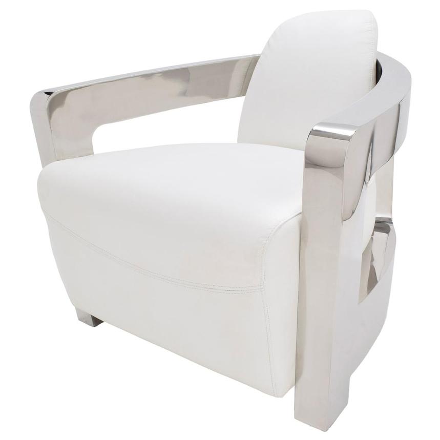 Aviator II White Leather Accent Chair  main image, 1 of 7 images.
