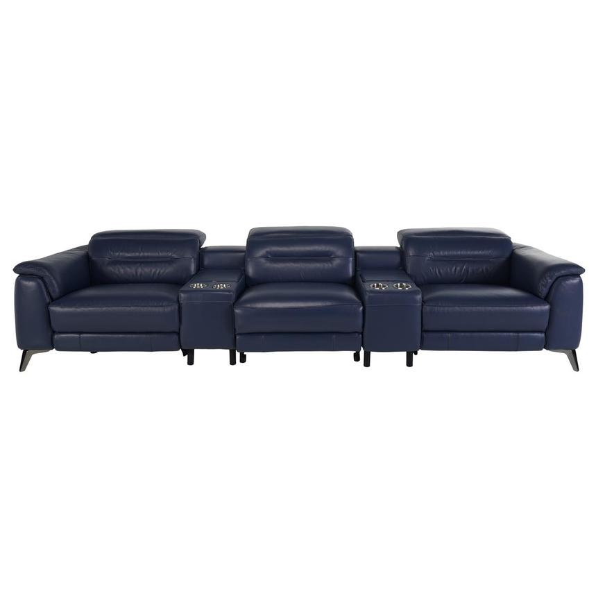 Anabel Blue Home Theater Leather Seating with 5PCS/2PWR  main image, 1 of 8 images.