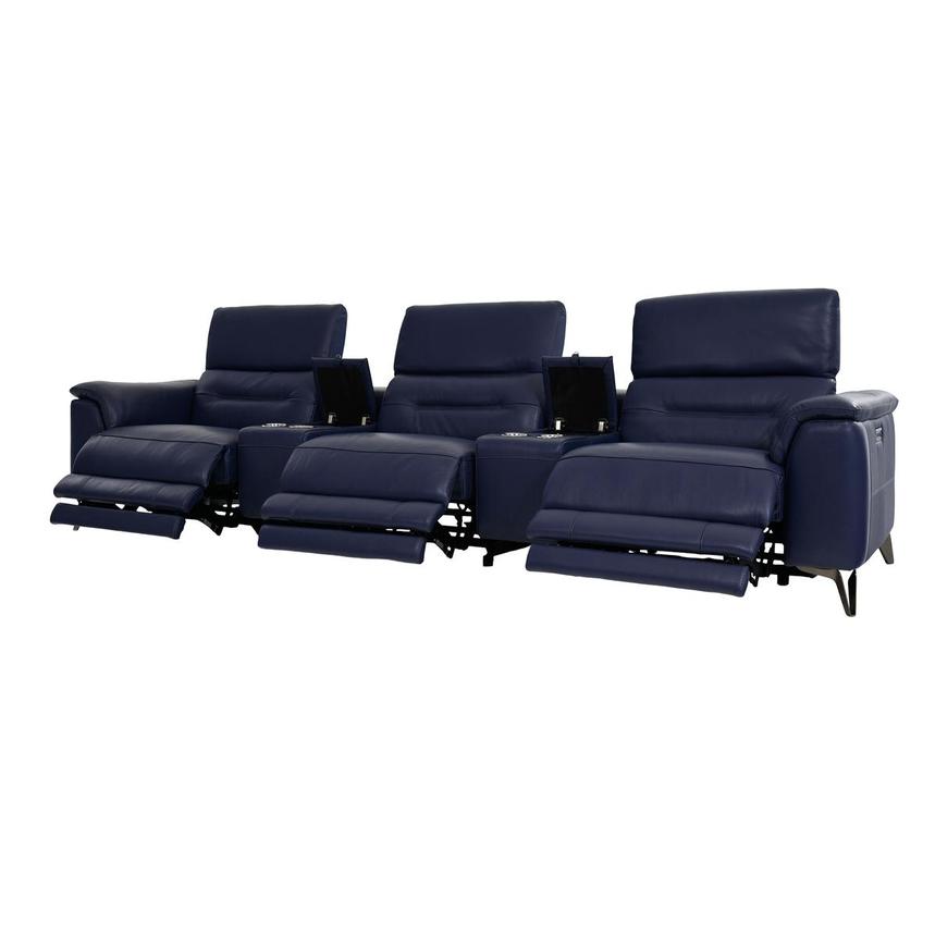 Anabel Blue Home Theater Leather Seating with 5PCS/3PWR  alternate image, 3 of 13 images.
