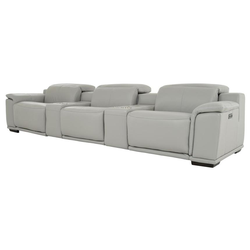 Davis 2.0 Light Gray Home Theater Leather Seating with 5PCS/3PWR  alternate image, 2 of 11 images.