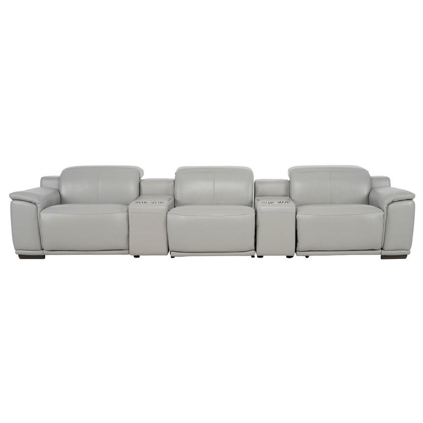 Davis 2.0 Silver Home Theater Leather Seating with 5PCS/2PWR main image, 1 of 9 images.