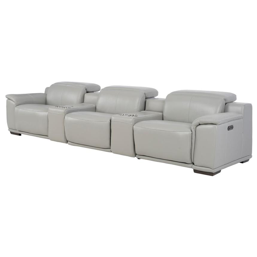 Davis 2.0 Silver Home Theater Leather Seating with 5PCS/3PWR alternate image, 3 of 9 images.