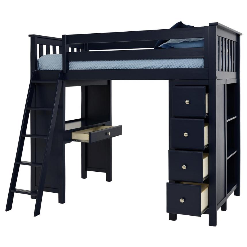 Haus Blue Twin Loft Bed W Desk Chest, Twin Bunk Bed With Stairs And Desk