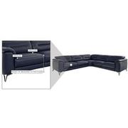 Anabel Blue Leather Power Reclining Sectional with 5PCS/2PWR  alternate image, 8 of 9 images.