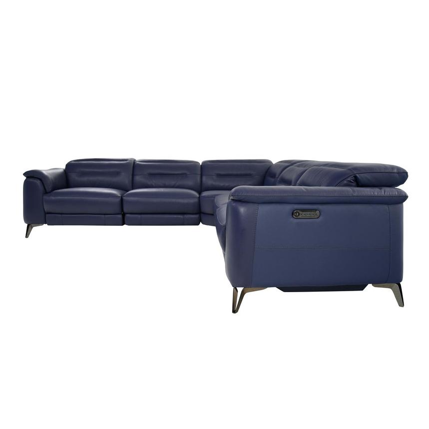 Anabel Blue Leather Power Reclining Sectional with 5PCS/3PWR  alternate image, 3 of 11 images.