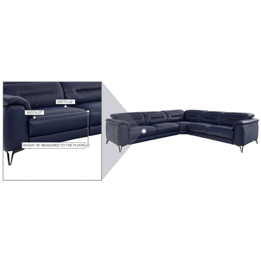 Anabel Blue Leather Power Reclining Sectional with 5PCS/3PWR  alternate image, 7 of 11 images.